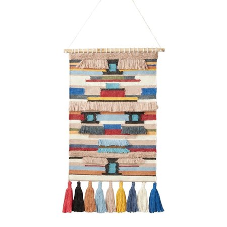 SARO LIFESTYLE 20 x 36 in. Textured Woven Wall Hanging - Blue, Pink & Red WA122.M